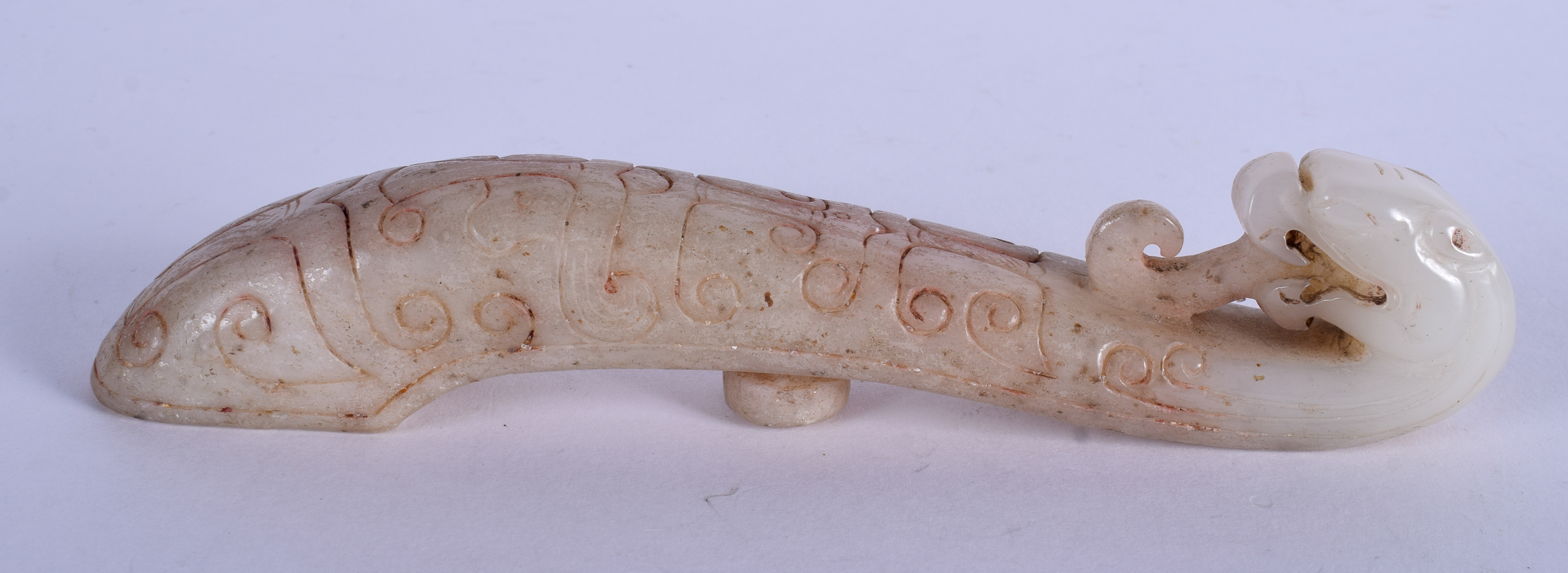 A CHINESE HARDSTONE BELT HOOK. 16 cm long. - Image 2 of 4