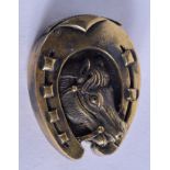 AN EQUESTRIAN BRASS VESTA CASE. 5 cm wide.