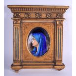 A FINE ANTIQUE JULES SARLANDIE LIMOGES ENAMEL PLAQUE painted with a female draped in blue. Plaque 8