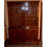 A LARGE MAHOGANY DISPLAY CABINET, formed with glass fronted doors. 204 cm x 144 cm.