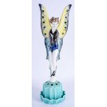 A LARGE ART DECO FIGURINE IN THE FORM OF A FAIRY, formed upon a lobed base. 38.5 cm high.