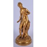 A LOVELY 19TH CENTURY FRENCH ART NOUVEAU GILT BRONZE MAIDEN. 24 cm high.