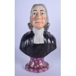 ATTRIBUTED TO OBADIAH SHERRATT EARLY 19TH CENTURY STAFFORDSHIRE PEARLWARE BUST OF JOHN WESLEY, form