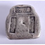 A CHINESE WHITE METAL INGOT. 197 grams. 4.5 cm wide.