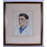 BRITISH SCHOOL (early 20th century) FRAMED WATERCOLOUR, signed & dated '45, quarter length portrait