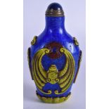 A CHINESE PEKING GLASS SNUFF BOTTLE. 9 cm high.