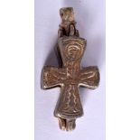 AN EARLY ANTIQUITY SILVER CRUCIFIX PENDANT. 2.75 cm x 5.5 cm.