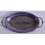 AN ART DECO SILVER TWIN HANDLED TRAY. 9.5 cm wide.