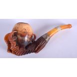 A VINTAGE CARVED MEERSCHAUM HAWK CLAW PIPE. 11 cm wide.