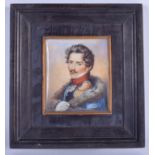 A LARGE RARE ANTIQUE PAINTED MILITARY PORTRAIT MINIAUTRE possibly Polish or Russian. Image 11 cm x