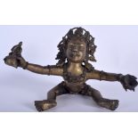 A 19TH CENTURY INDIAN TIBETAN BRONZE FIGURE OF A BUDDHISTIC DEITY modelled holding a bell. 25 cm x