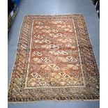 A 19TH CENTURY CAUCASIAN RUG, decorated in the native American taste with arrowheads. 152 cm x 121