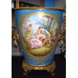 A LARGE 19TH CENTURY FRENCH SEVRES PORCELAIN JARDINIERE depicting lovers within a landscape, with o