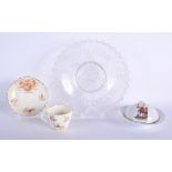 A GLASS CORONATION PLATE for George VI dated May 12 1937, a Queen Victoria cup and saucer for the D