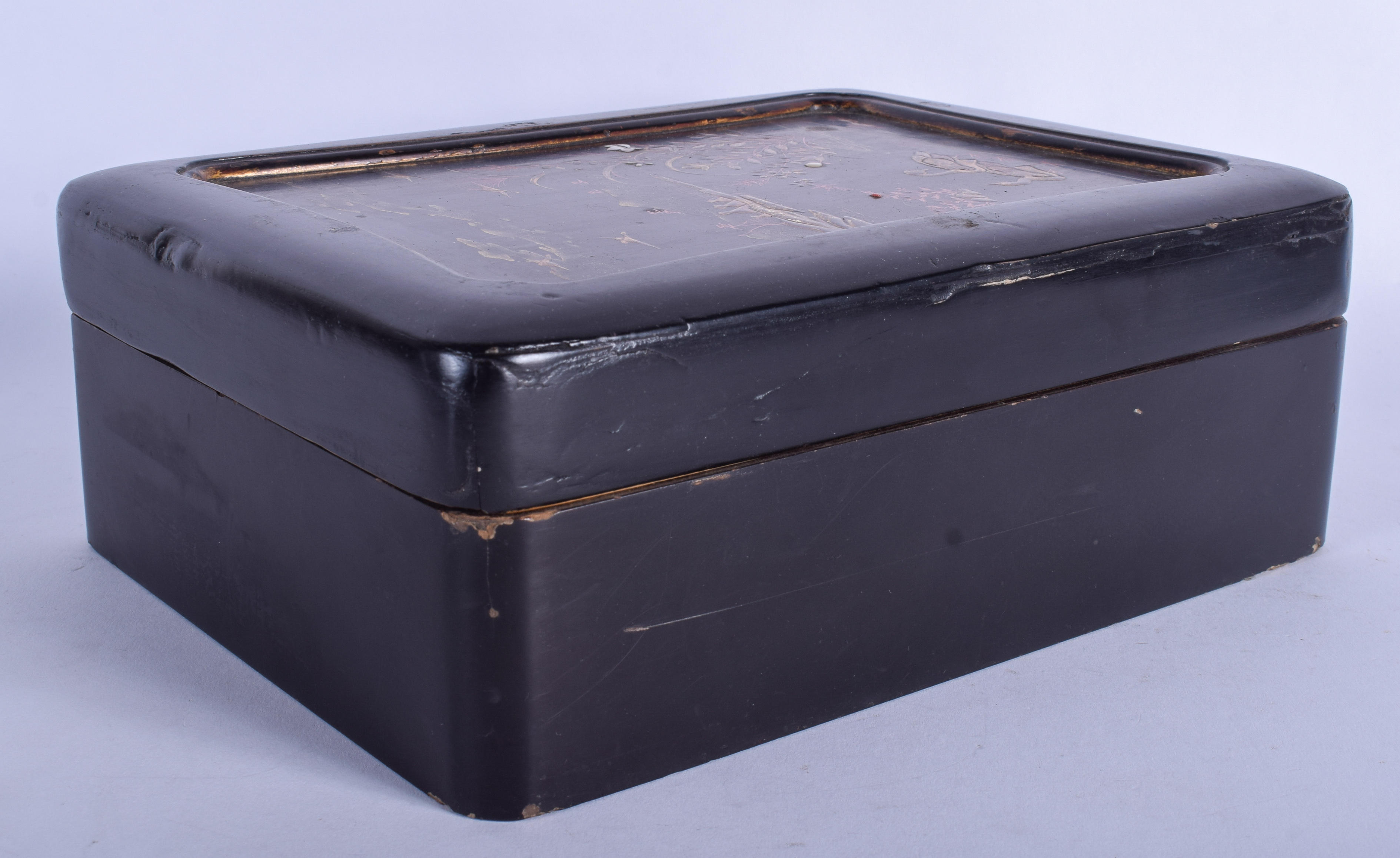 A 19TH CENTURY JAPANESE BLACK LACQUER BOX AND COVER containing four lacquer boxes & covers. 19 cm x - Image 2 of 4