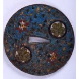 A RARE 17TH/18TH JAPANESE CHINESE CLOISONNE ENAMEL SWORD FITTING Ming/Qing. 9 cm diameter.