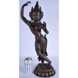 A LARGE 19TH CENTURY INDIAN BRONZE FIGURE OF A BUDDHISTIC DEITY modelled dancing. 50 cm high.