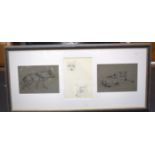 JOHN MURRAY THOMSON (1885-1974) FRAMED TRIPLE SKETCH, study of a wolf. Each image 15 cm x 21.5 cm.