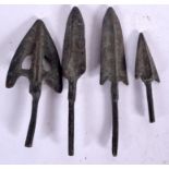 FOUR ARROWHEADS, varying form. Longest 9 cm. (4)