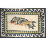AN UNUSUAL EARLY 20TH CENTURY CHINESE INDIAN KASHMIR TEXTILE RUG decorated with scrolling waves. 90