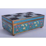 A RARE EARLY 20TH CENTURY CHINESE CLOISONNE AND BLACK LACQUER CASKET Late Qing. 15 cm x 9 cm.