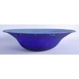 A LARGE NEW ZEALAND GARY NASH DIAMOND CUT FROSTED BLUE BOWL C1988. 48 cm x 14 cm.