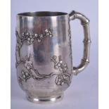 A GOOD 19TH CENTURY CHINESE EXPORT SILVER MUG by Wang Hing. 218 grams. 9.75 cm high.