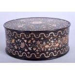 A GOOD GEORGEIII GOLD INLAID PIQUE WORK TORTOISESHELL BOX AND COVER decorated with foliage. 9 cm x