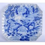 A 19TH CENTURY JAPANESE MEIJI PERIOD BLUE AND WHITE DISH. 31 cm wide.