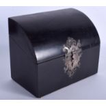 AN 18TH CENTURY SILVER MOUNTED EBONY DESK BOX. 24 cm x 21 cm.