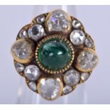 AN 18CT GOLD EMERALD AND DIAMOND RING. 12.2 grams. J.