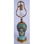 A 19TH CENTURY CHINESE FAMILLE ROSE STRAITS VASE converted to a lamp. Porcelain 19 cm high.
