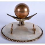 AN ANTIQUE BRONZE AND MARBLE EAGLE DESK STAND Page Keen & Page Plymouth. 18 cm wide.