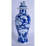 A 19TH CENTURY CHINESE BLUE AND WHITE VASE AND COVER Qing. 32 cm high.