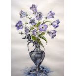 WERNER K (German) FRAMED WATERCOLOUR, initialled & dated, still life study campanula or bellflowers