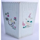 A LARGE EARLY 20TH CENTURY CHINESE CELADON FAMILLE ROSE PLANTER Qing/Republic. 26 cm x 26 cm.