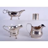 ASSORTED ANTIQUE SILVER including a cream boat. 10.5 oz. (4)