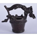 A RARE 18TH CENTURY CHINESE BRONZE SCHOLARS OBJECT Kangxi/Yongzheng, overlaid with foliage. 6 cm x