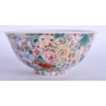 A 19TH CENTURY CHINESE FAMILLE ROSE MILLEFIORI BOWL Guangxu, bearing Qianlong marks to base. 12 cm