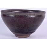 A CHINESE HARESFOOT POTTERY BOWL, formed with drip glaze. 12.5 cm wide.
