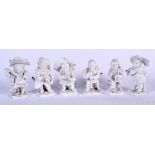 A SET CAPO DI MONTE ITALIAN NAPLES PORCELAIN DWARF MUSICIANS after the 18th century Doccia original