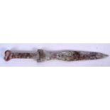 AN ARCHAIC TYPE SWORD, formed with opposing snake head pommel. 37.5 cm long.