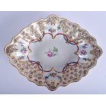 A 18TH CENTURY DERBY DISH PAINTED PROBABLY BY WILLIAM BILLINGSLEY with a central rose four panels o