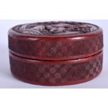 A 19TH CENTURY CHINESE CARVED CINNABAR LACQUER BOX AND COVER Qing. 9.5 cm diameter.