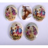 SIX VINTAGE LIMOGES PORCELAIN PLAQUES. 3 cm x 4 cm. (6)