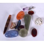 A GROUP OF ASSORTED CARVED HARDSTONES, agate amongst others. (qty)