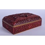 AN EARLY 20TH CENTURY CHINESE CARVED CINNABAR LACQUER BOX AND COVER Qing. 15 cm x 9 cm.