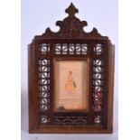 INDIAN SCHOOL (19th century) FRAMED PRINT a male in a landscape. Image 16 cm x 10 cm.