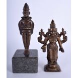 TWO 18TH/19TH CENTURY INDIAN BRONZE BUDDHIST DEITY. Bronze 13 cm high. (2)