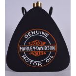 A HARLEY DAVIDSON MOTOR OIL CAN, formed with twin handles. 38 cm x 31 cm.
